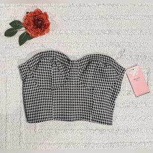 IRIS BLASHE Gimgham Black & White Sweetheart Corset Crop Top- Size L